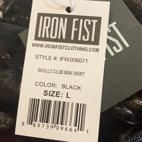 NWT Iron Fist Skullz Club Mini Skirt Sz L & Sz S in Black - Picture 5 of 10